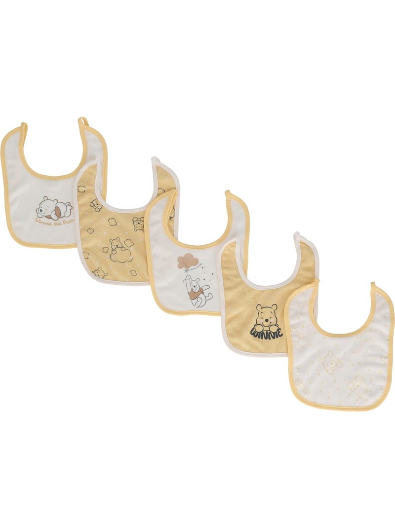 Lot de 5 Bavoirs Winnie - 100% Coton Jaune - Kiabi