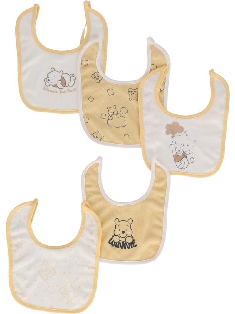 Lot de 5 Bavoirs Winnie - 100% Coton Jaune - Kiabi