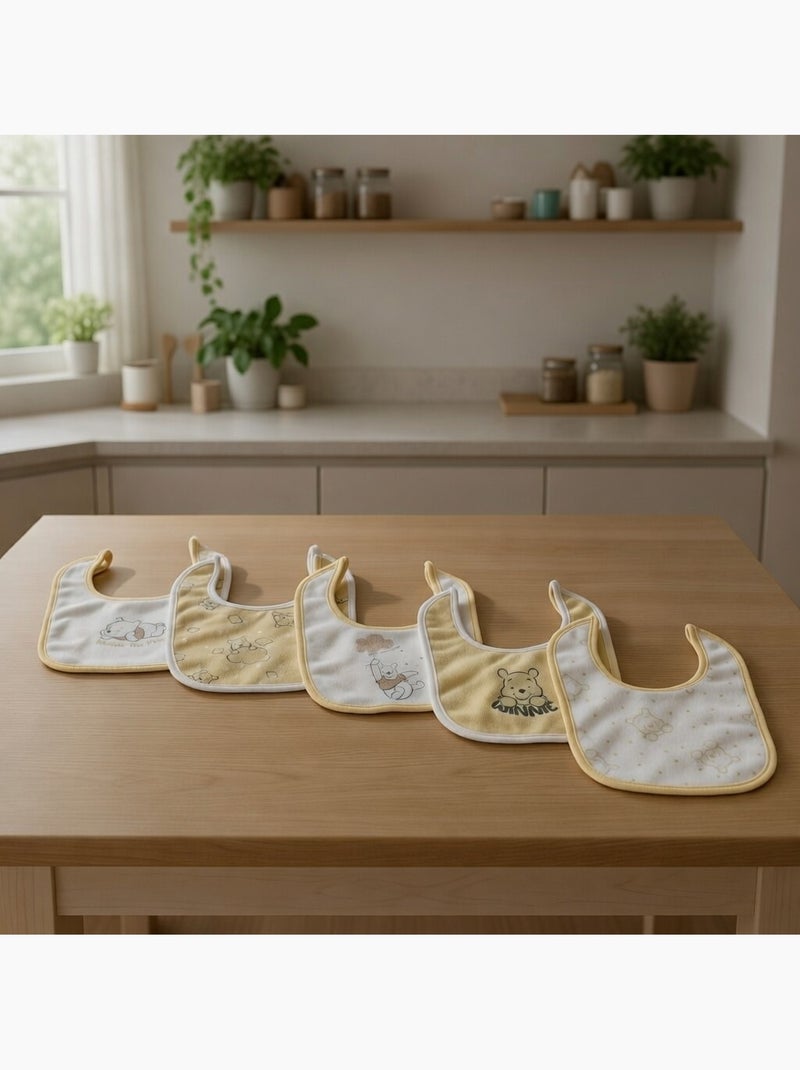 Lot de 5 Bavoirs Winnie - 100% Coton Jaune - Kiabi
