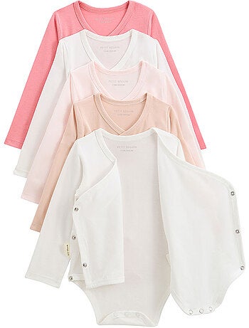 Lot de 5 bodies bébé manches longues ouverture croisée Louison