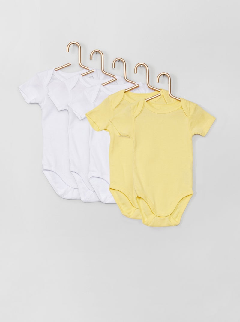 Lot de 5 bodies en coton jaune - Kiabi