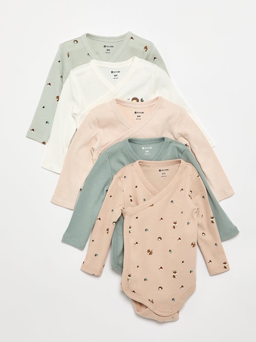 Lot de 5 bodies imprimés en coton - Kiabi