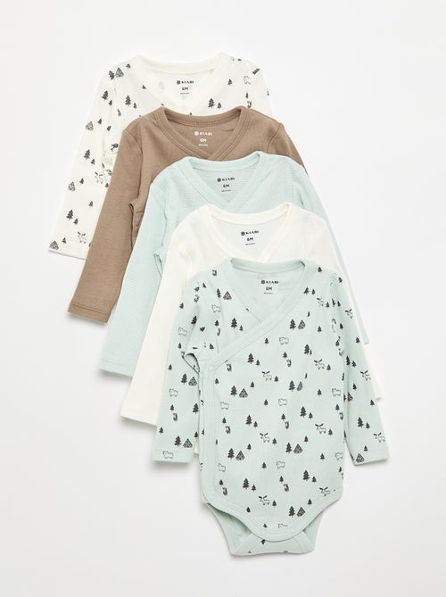 Lot de 5 bodies imprimés en coton - Kiabi