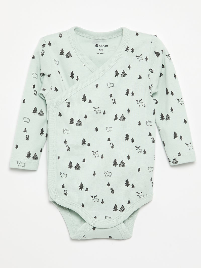 Lot de 5 bodies imprimés en coton Bleu - Kiabi