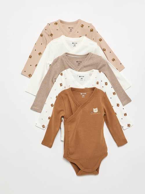 Lot de 5 bodies imprimés en coton - Kiabi