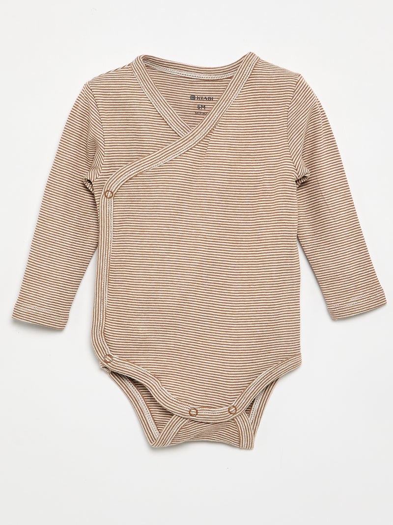 Lot de 5 bodies imprimés en coton Marron - Kiabi