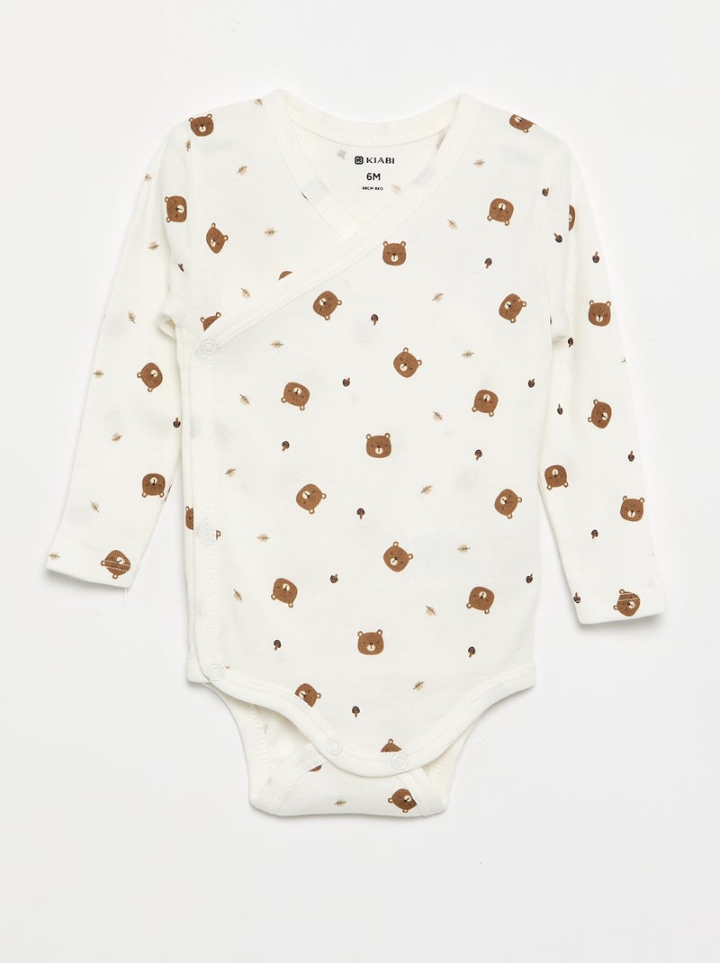Lot de 5 bodies imprimés en coton Marron - Kiabi