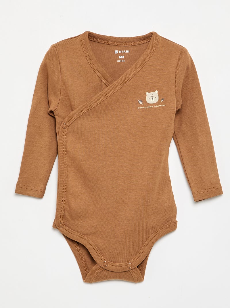 Lot de 5 bodies imprimés en coton Marron - Kiabi