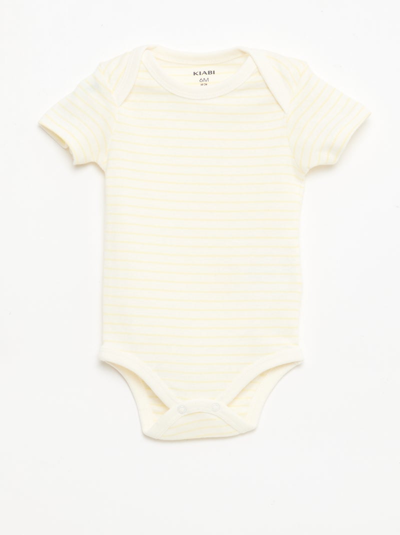 Lot de 5 bodies manches courtes en coton Blanc - Kiabi