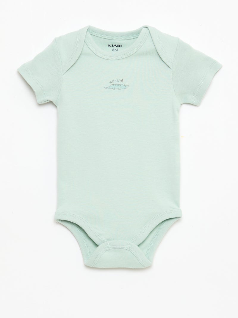 Lot de 5 bodies manches courtes en coton Blanc - Kiabi