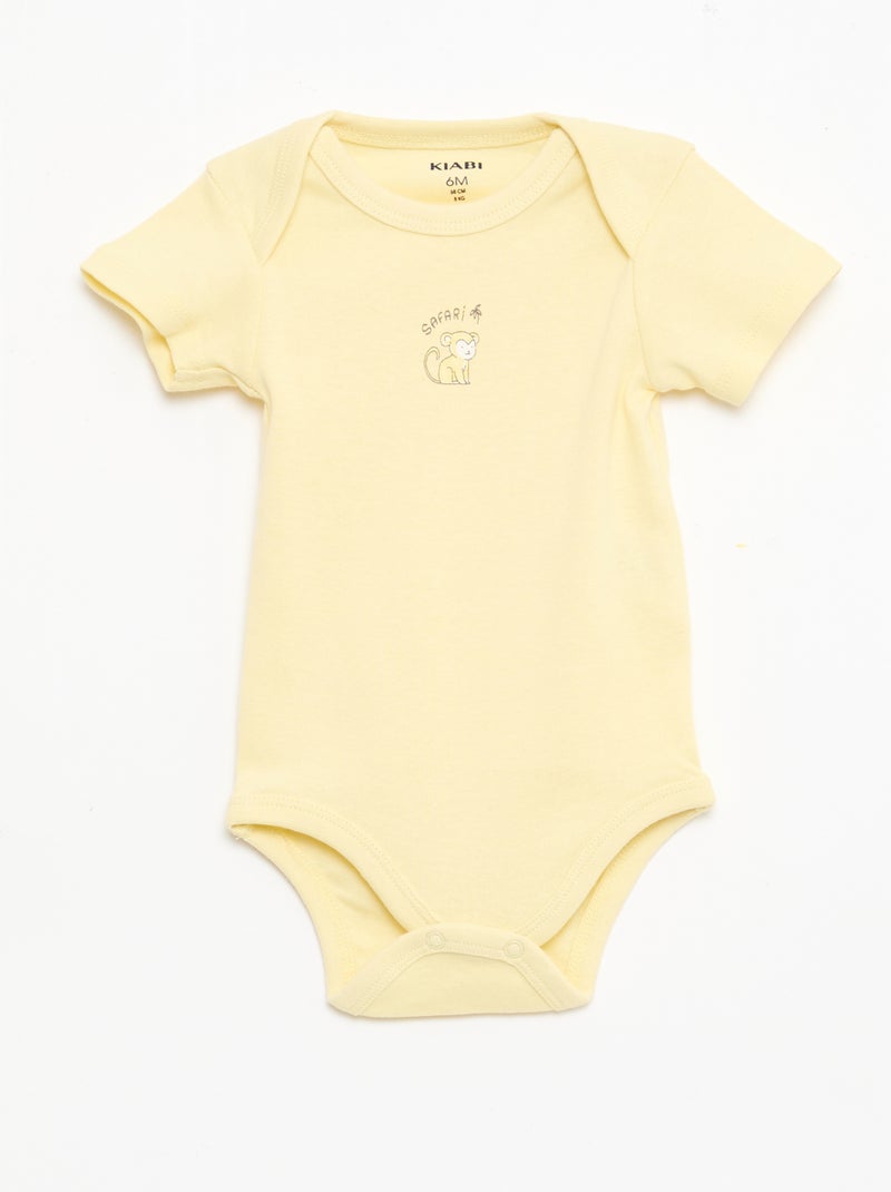 Lot de 5 bodies manches courtes en coton Blanc - Kiabi