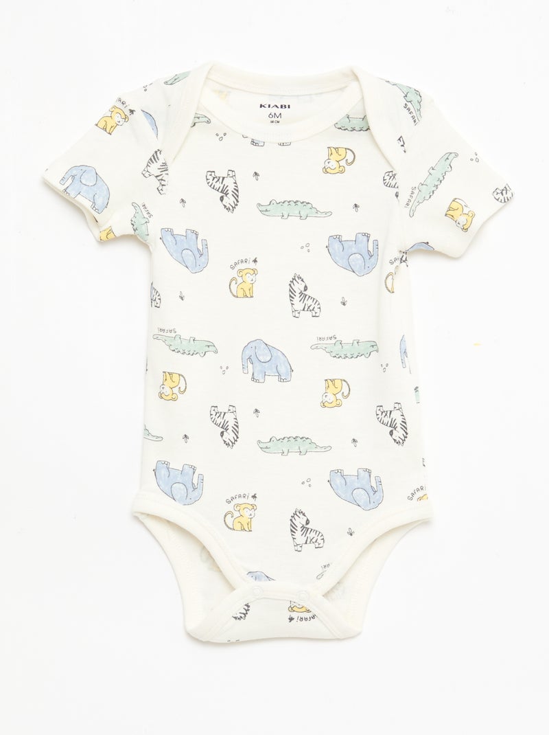 Lot de 5 bodies manches courtes en coton Blanc - Kiabi