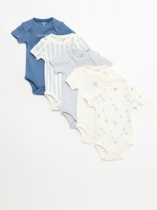 Lot de 5 bodies manches courtes en coton - Kiabi