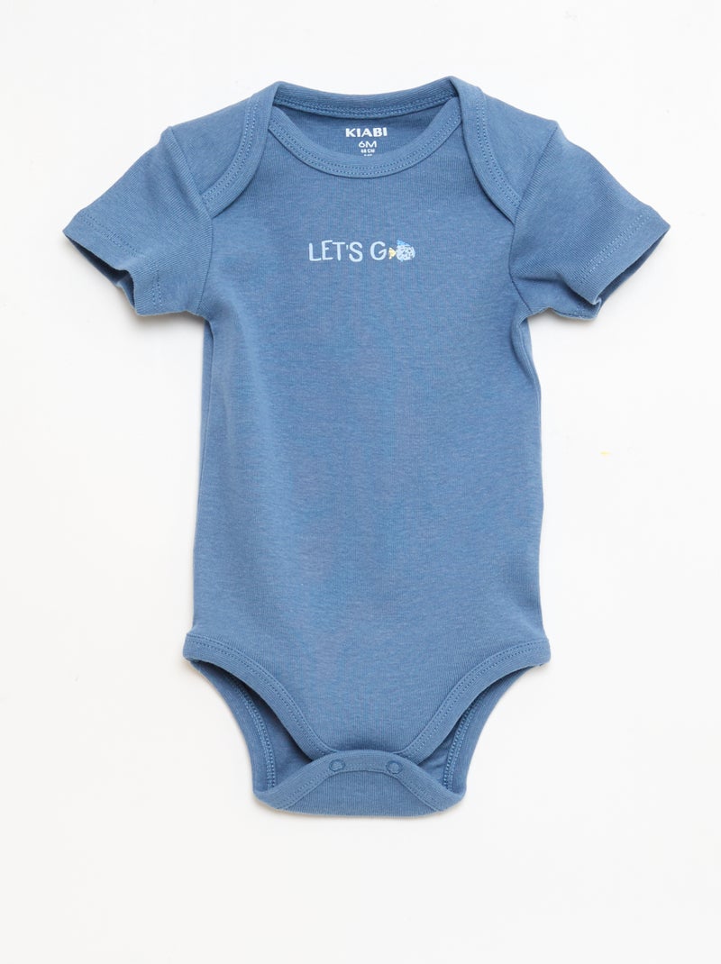 Lot de 5 bodies manches courtes en coton Bleu - Kiabi