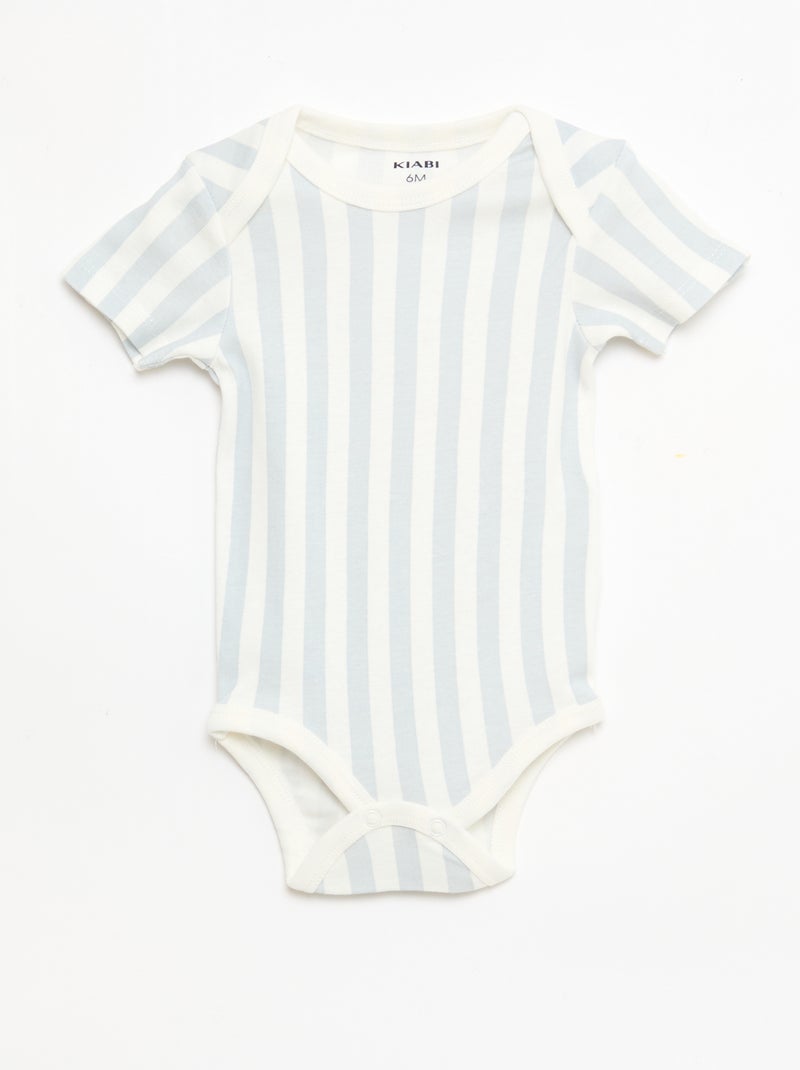Lot de 5 bodies manches courtes en coton Bleu - Kiabi