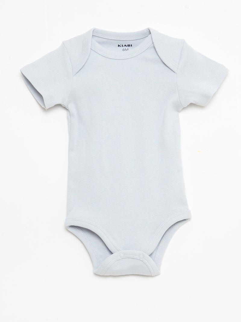 Lot de 5 bodies manches courtes en coton Bleu - Kiabi