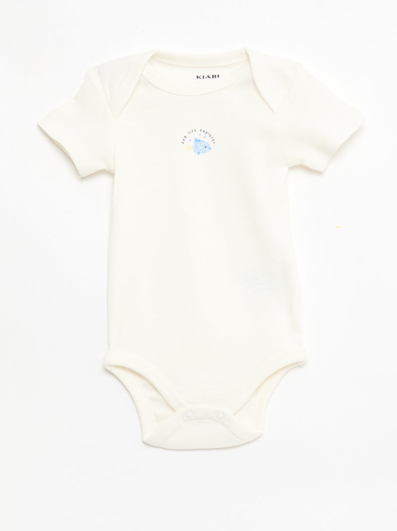 Lot de 5 bodies manches courtes en coton Bleu - Kiabi