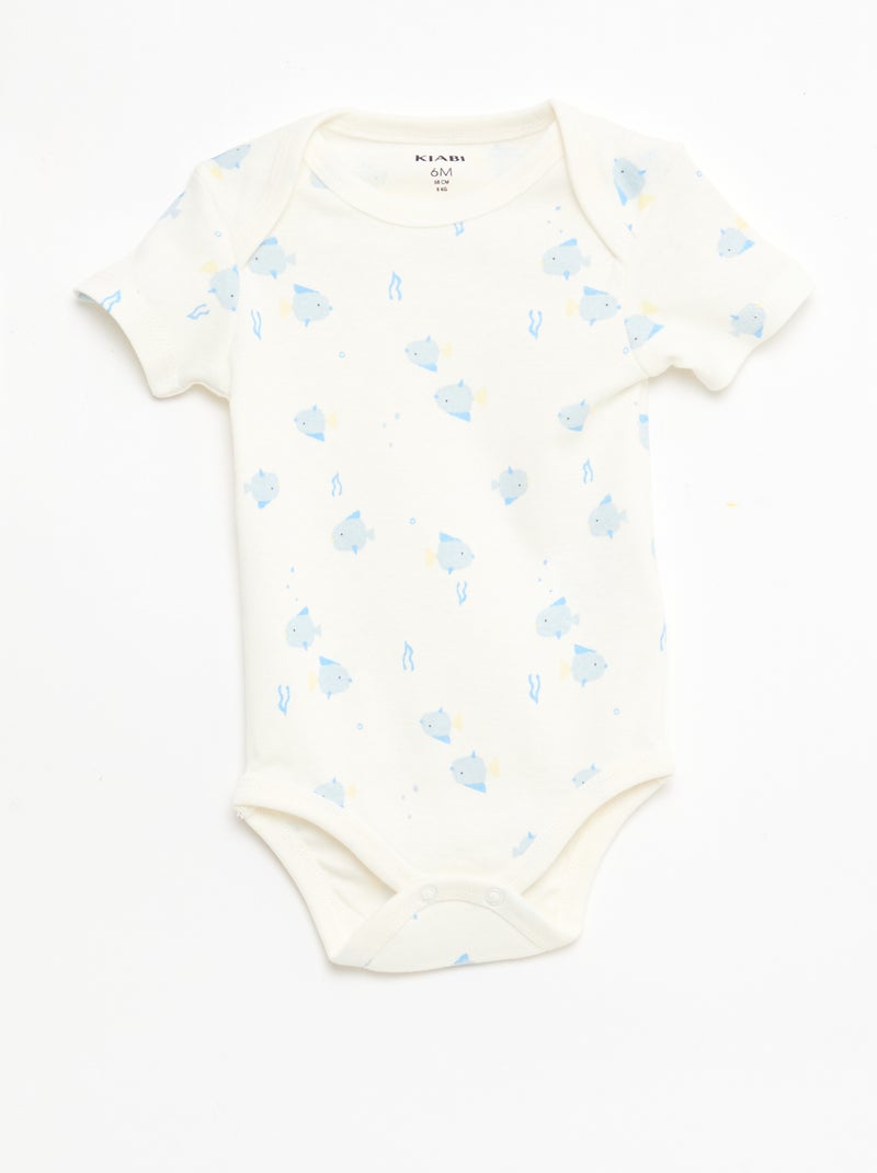 Lot de 5 bodies manches courtes en coton Bleu - Kiabi