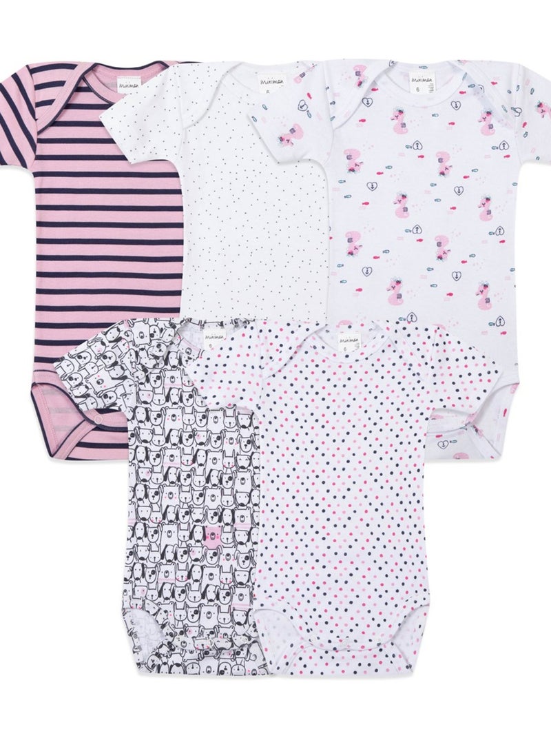 Lot De 5 Bodies Manches Courtes Oeko-tex 'miniman' Blanc - Kiabi