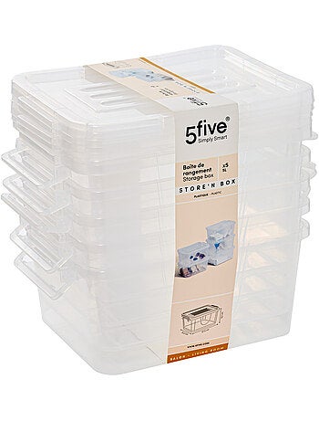 Lot de 5 boîtes de rangement 5L CLIPPY