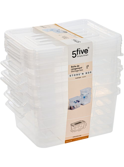 Lot de 5 boîtes de rangement 5L CLIPPY - Kiabi