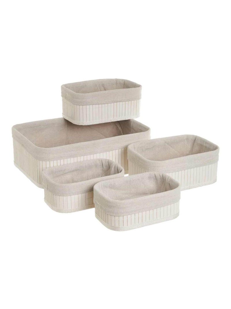Lot de 5 boites de rangement en bambou blanches Blanc - Kiabi
