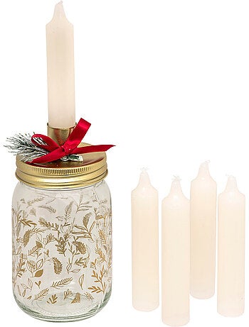 Lot de 5 bougies bâton et jarre photophore