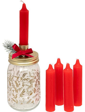 Lot de 5 bougies bâton et jarre photophore