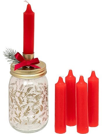 Lot de 5 bougies bâton et jarre photophore