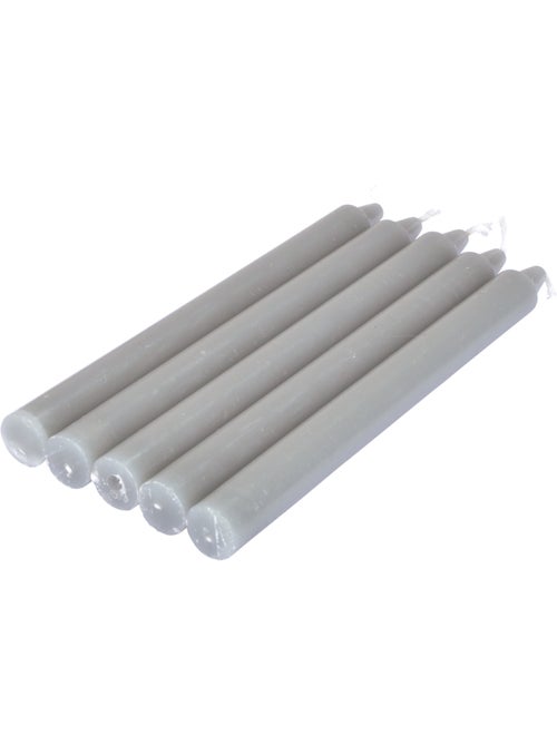 Lot de 5 bougies chandelier 20 cm tendance uni gris - Kiabi