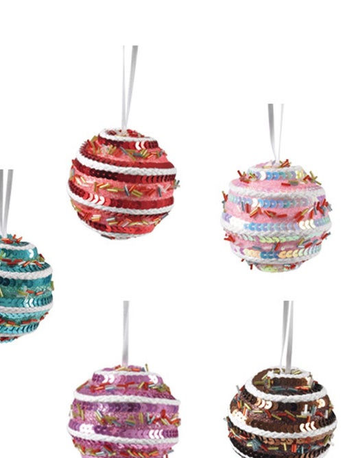 Lot de 5 boules de noël pailletées – multicolore - Kiabi Lot de 5 boules de noël pailletées – multicolore - Kiabi