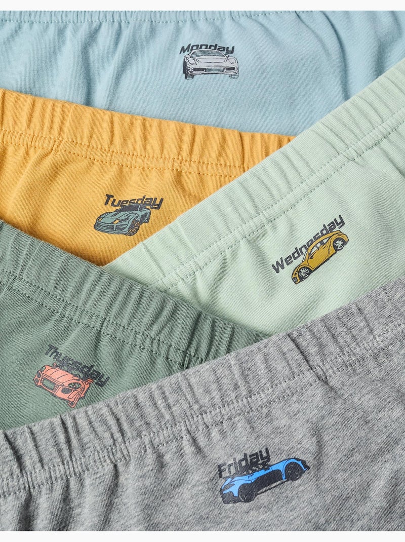 Lot de 5 Boxers Cars & Days Bleu Jaune Gris - Kiabi