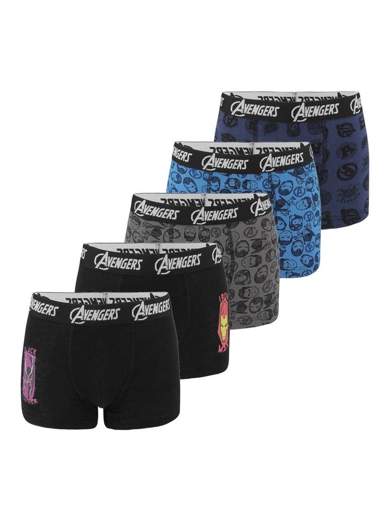 Lot de 5 Boxers coton garçon Avengers Avengers Noir - Kiabi