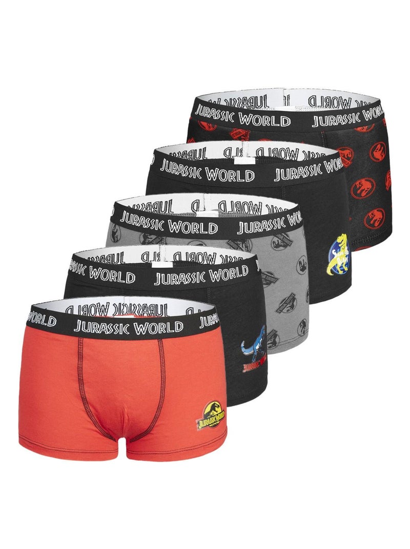 Lot de 5 Boxers coton garçon Jurassic World Jurassic Noir - Kiabi