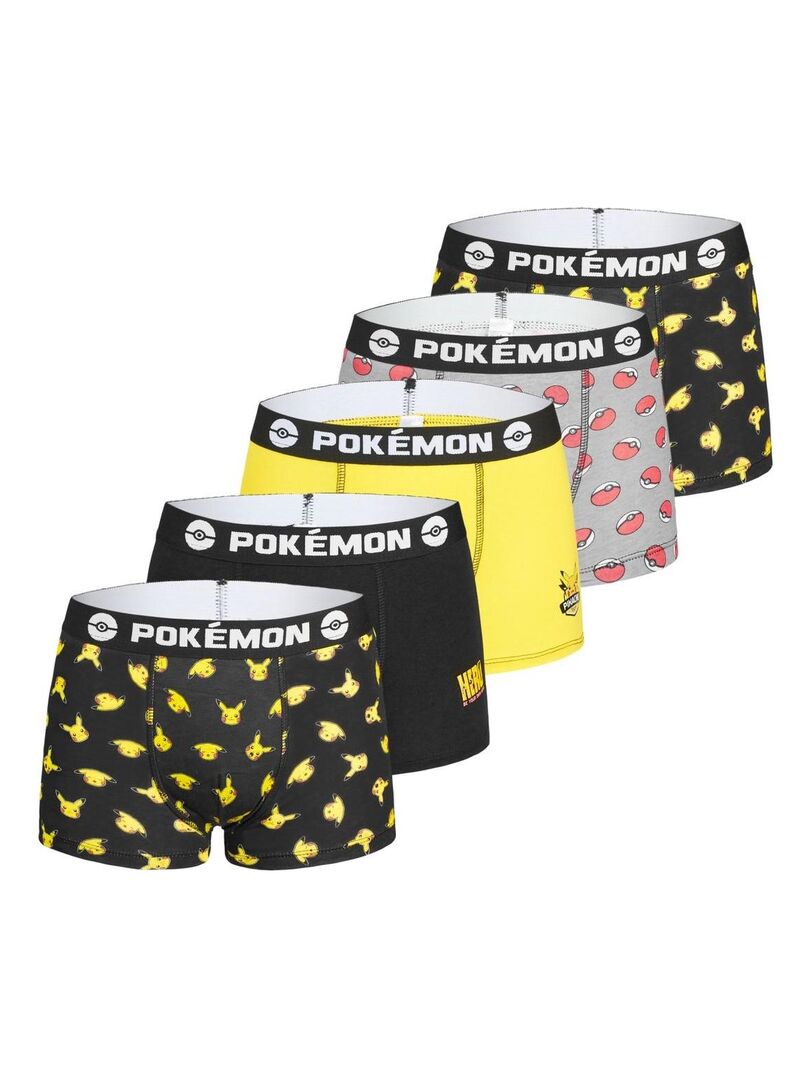 Lot de 5 Boxers coton garçon Pokemon Pokemon Noir - Kiabi