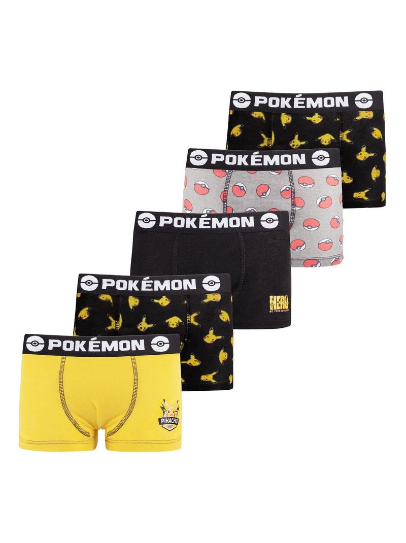 Lot de 5 Boxers coton garçon Pokemon Pokemon Noir - Kiabi