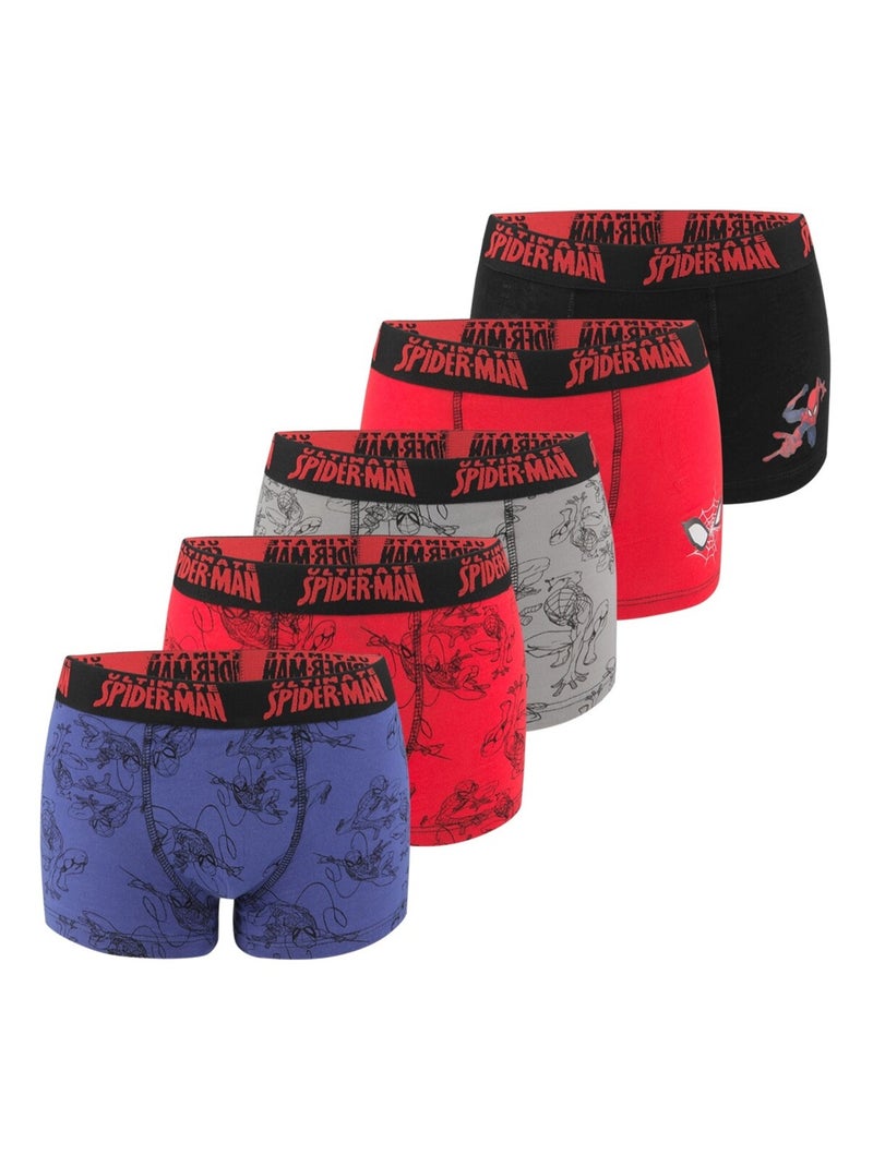 Lot de 5 Boxers coton garçon Ultimate Spider-Man Ultimate Spiderman Bleu Noir - Kiabi