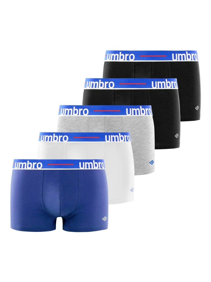 Lot de 5 Boxers coton homme Class Umbro Noir Blanc Bleu - Kiabi