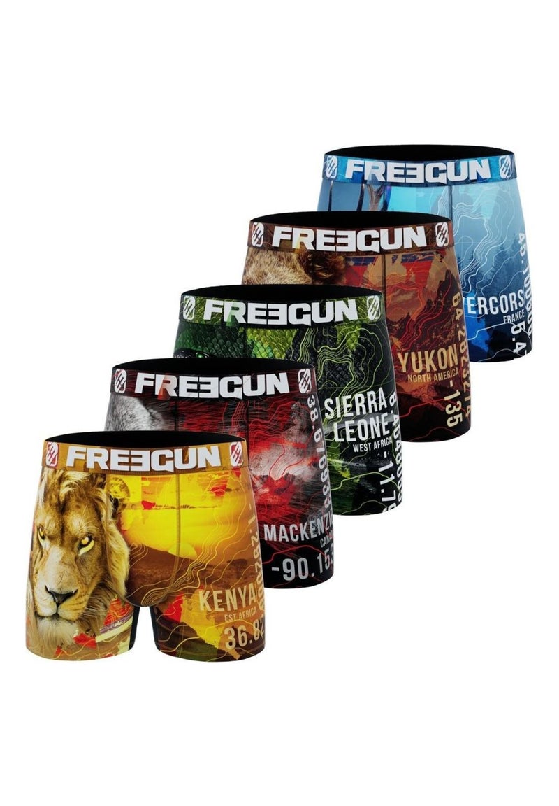 Lot de 5 boxers garçon en polyester recyclé Animal Savage Freegun Rouge - Kiabi