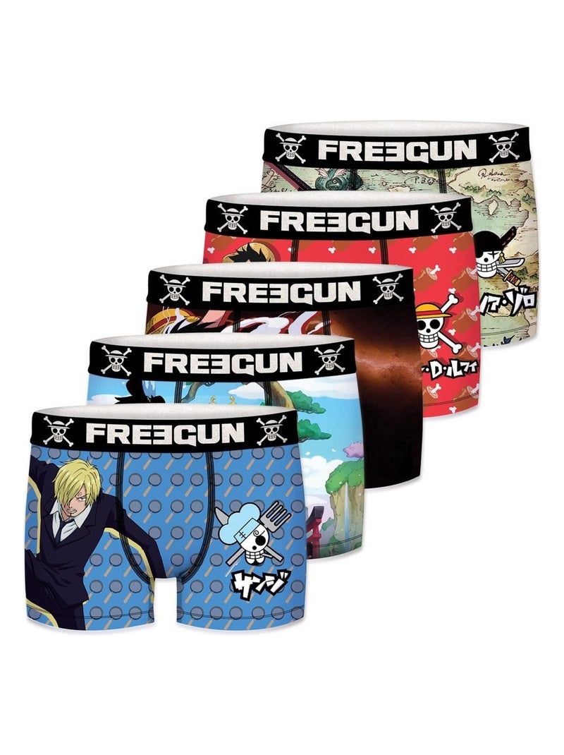 Lot de 5 Boxers garçon One Piece Freegun Bleu - Kiabi