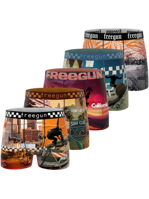 Lot de 5 boxers homme California Vibes Freegun - Kiabi