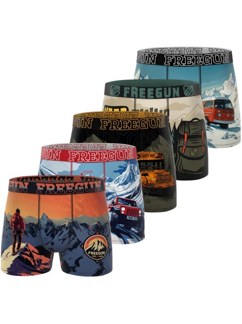 Lot de 5 boxers homme collection vintage winter freegun - Kiabi Lot de 5 boxers homme collection vintage winter freegun - Kiabi