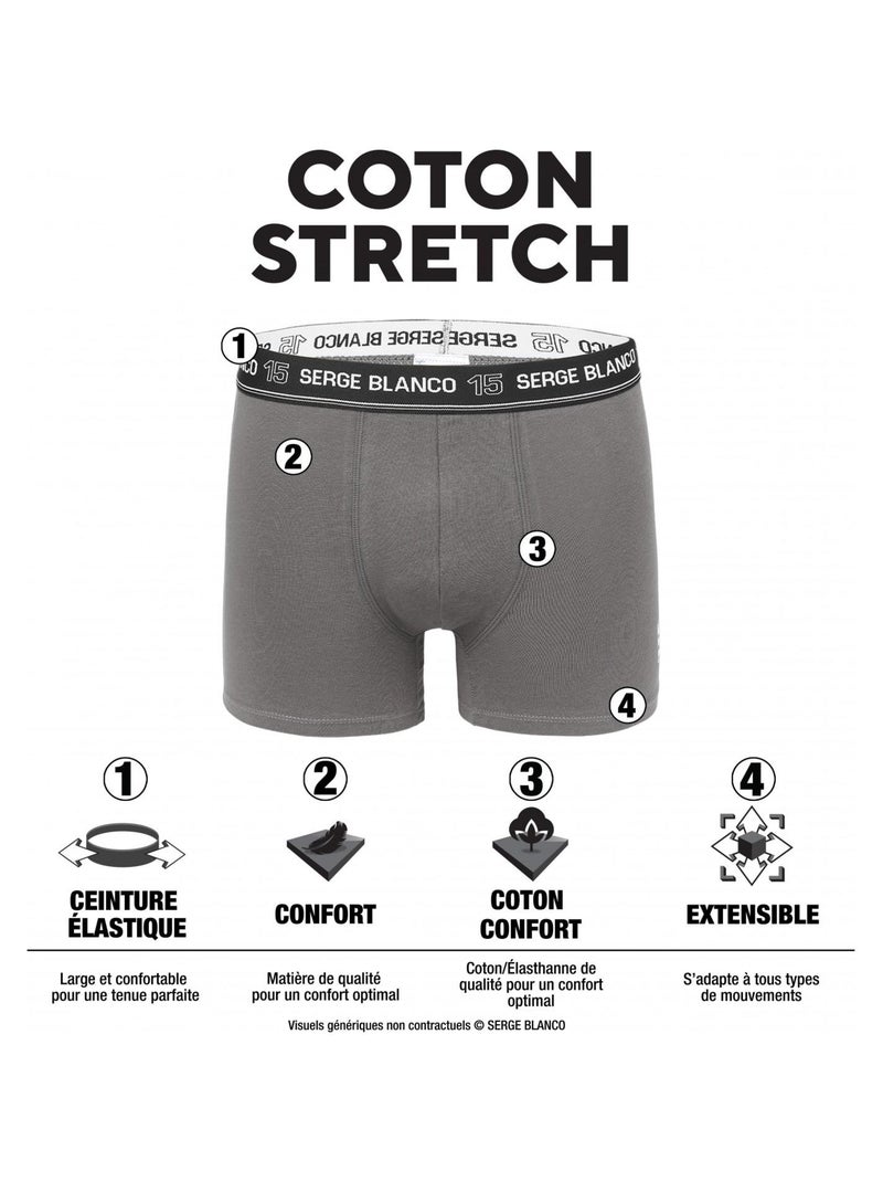 Lot de 5 boxers homme en coton Class Serge Blanco Gris - Kiabi
