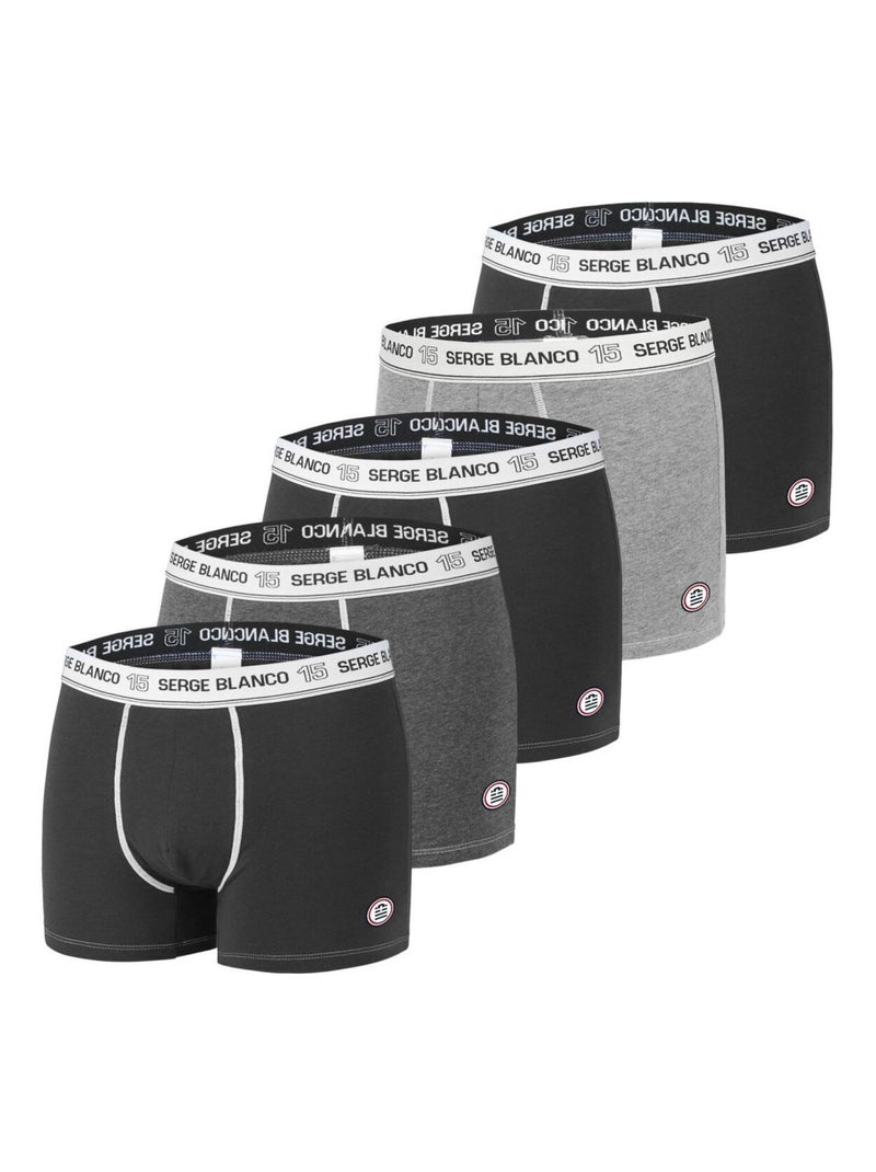 Lot de 5 boxers homme en coton Class Serge Blanco Noir Gris - Kiabi