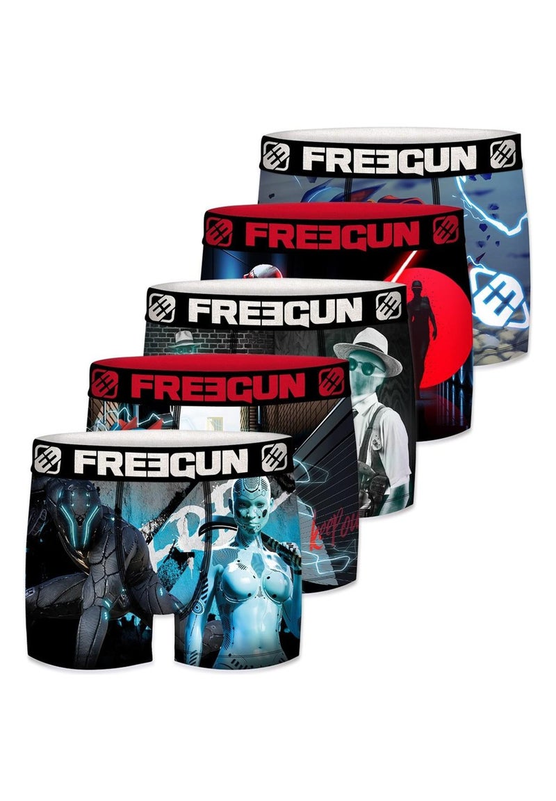 Lot de 5 Boxers homme Hero Like Freegun Bleu - Kiabi