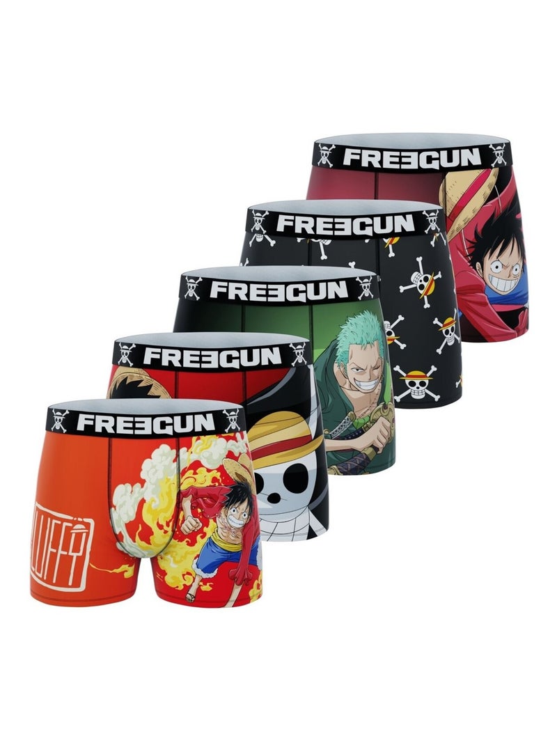 Lot de 5 boxers homme One piece Freegun Noir Rouge - Kiabi