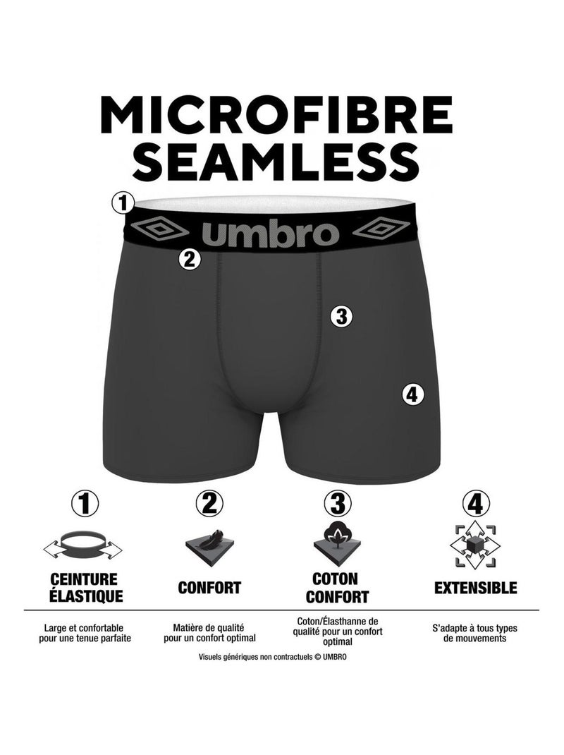 Lot de 5 Boxers homme sans couture Umbro Noir - Kiabi