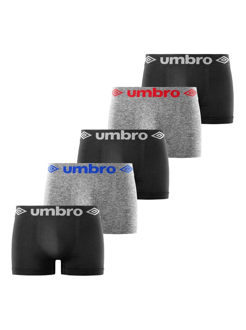 Lot de 5 Boxers homme sans couture Umbro Noir Gris - Kiabi