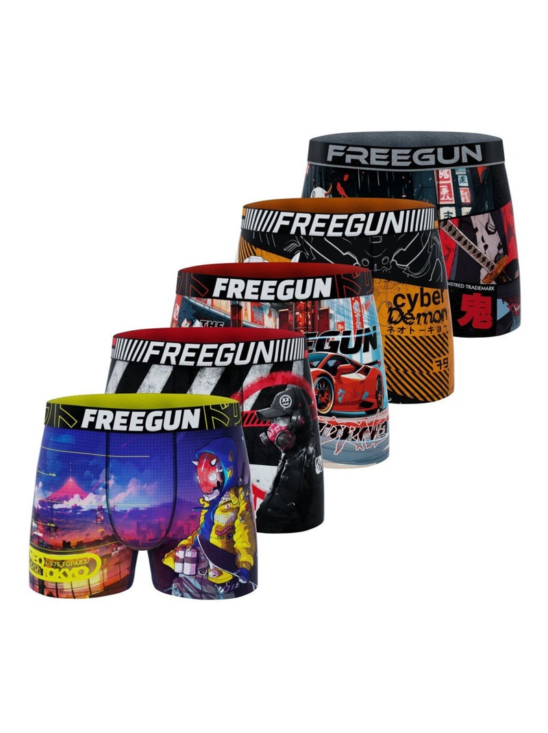 Lot de 5 boxers homme Street Ninja  Freegun Multicolore - Kiabi