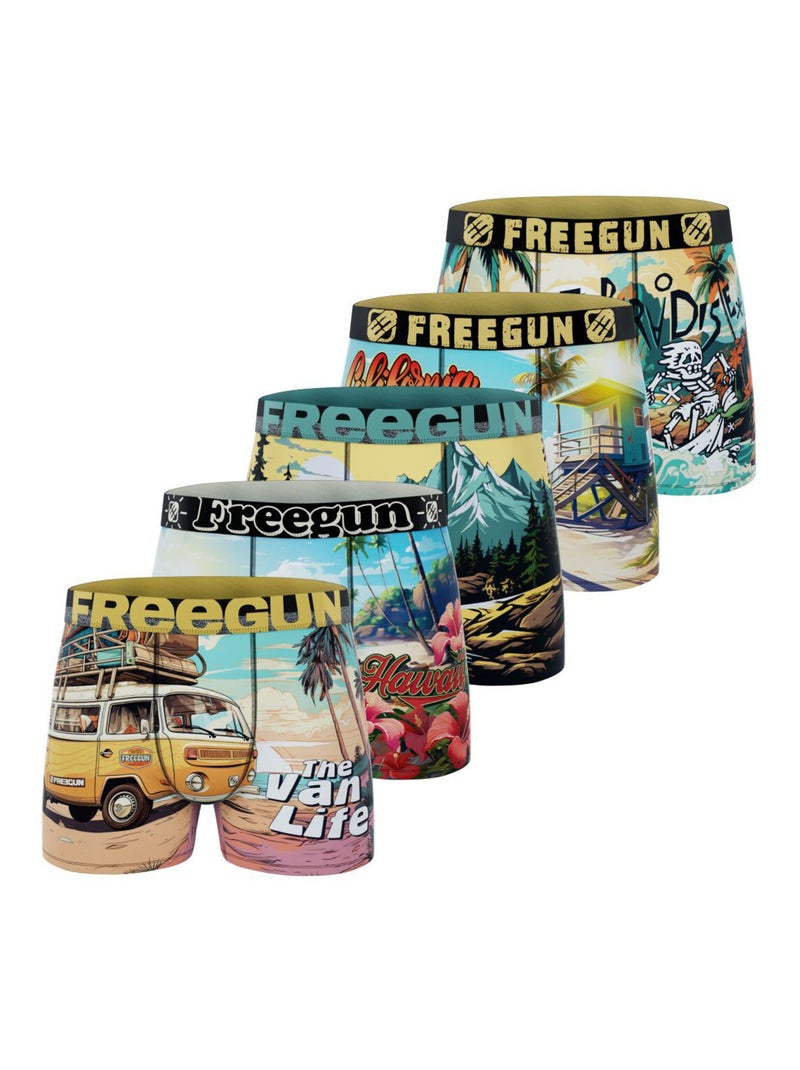 Lot de 5 boxers homme Summer Land Freegun Multicolore - Kiabi
